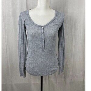 Victoria's Secret Sparkly Gray Long Sleeve Half Button Pajama Sleep Top -Size S